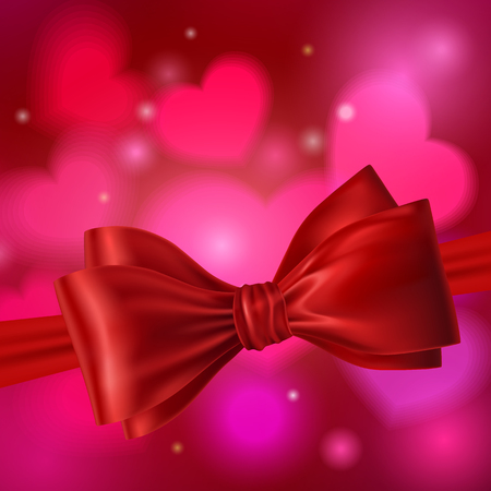 Red ribbon with bow on a white background. Vector illustration.のイラスト素材