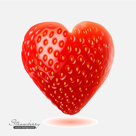 Vector Illustration of strawberry in the form of heartのイラスト素材