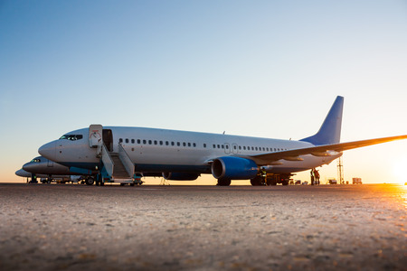 Airplanes in the morning the airport apron