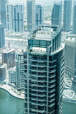 Dubai, UAE - June 25, 2018: View on Dubai Marina skyscrapers