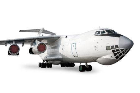 Wide body freight aircraft isolated on white background