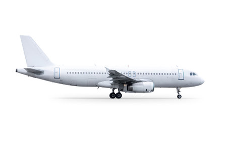 Modern passenger jet plane isolated on white background