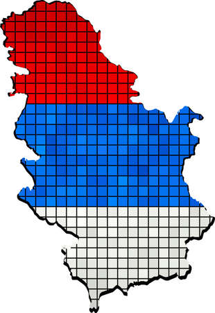 Serbia map with flag inside, Vector Map of Serbia,  Map of Serbia - Serbia national flag,  Serbia Map On Serbia Flag Drawing, grunge And mosaic Flag,  Serbian Flags in mosaicのイラスト素材