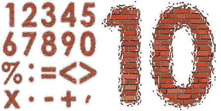 Set vector brick digit Set Numbers of bricksのイラスト素材
