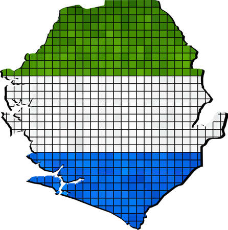 Sierra Leone map with flag inside, Abstract Mosaic Flag and map of Sierra Leone,  Sierra Leone grunge mosaic flagのイラスト素材