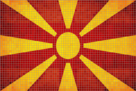 Abstract Mosaic flag of Macedonia,  The Macedonia grunge flag, Macedonian grunge mosaic flagのイラスト素材