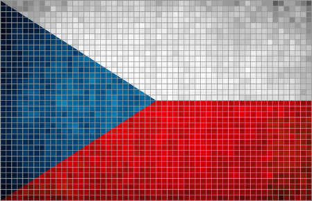 Abstract Mosaic Flag of Czech Flag of the Czech Republic,  Abstract grunge mosaic vectorのイラスト素材