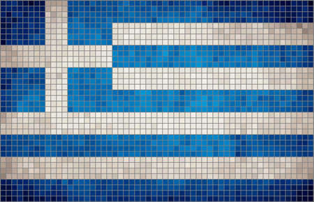 Abstract Mosaic Flag of Greece, The National flag of Greece,  Grunge mosaic vectorのイラスト素材