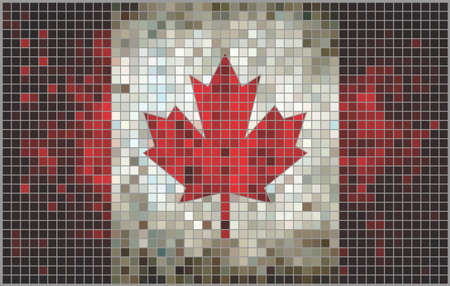 Abstract Mosaic flag of Canada,  Canadian Flags pictures and vector,  Canada grunge mosaic flagのイラスト素材
