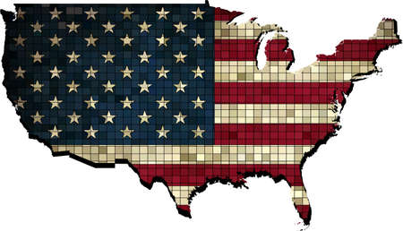 USA map with flag inside,  Map of USA - USA Map,   Abstract Mosaic flag of USA,  Grunge mosaic vectorのイラスト素材