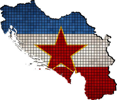 Yugoslavia map with flag inside, Abstract Mosaic Flag and map of Yugoslavia,  Yugoslavia grunge mosaic flagのイラスト素材