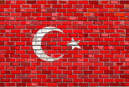 Grunge flag of Turkey on a brick wall, Turkish flags on brick textured background,  Turkey flag...
