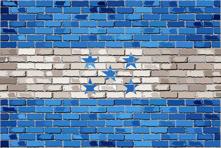 Grunge flag of Honduras on a brick wall, Honduras's Flag on brick textured background,  Hondurasian flag painted on brick wall, Honduras flag in brick styleのイラスト素材