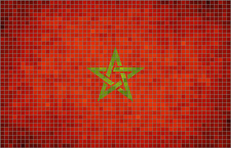Flag of Morocco,  Abstract Mosaic Flag of Morocco,  Grunge Morocco Flags,   The Moroccan Flag,  Abstract grunge mosaic vectorのイラスト素材