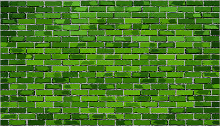 Green brick wall,  Retro green brick wall vector,  Seamless realistic green brick wall,  Brick wall background,  Abstract vector illustrationのイラスト素材