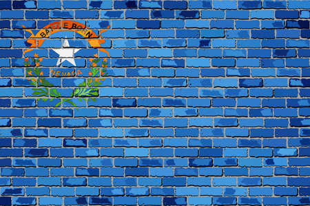 Flag of Nevada on a brick wall - Illustration,  The flag of the state of Nevada on brick textured background,  The Nevadan state flag in brick styleのイラスト素材