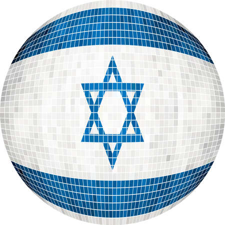 Ball with Israel flag - Illustration,  Sphere Israel Flag,   Abstract Grunge Mosaic flag of Israelのイラスト素材
