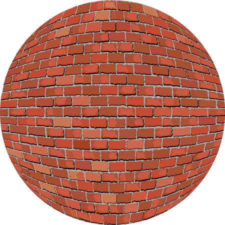Brick ball - Illustration, Sphere with a brick wall texture,  Wall of bricks in circleのイラスト素材