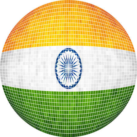 Ball with India flag - Illustration,  Sphere Indian Flag,   Abstract Grunge Mosaic flag of India in circleのイラスト素材