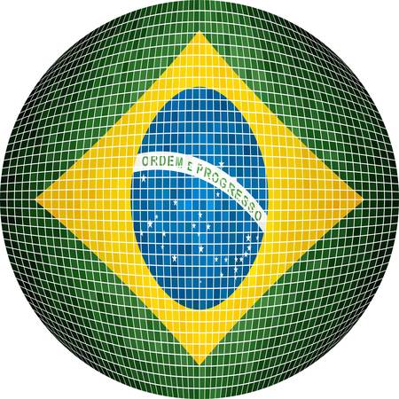 Ball with Brazil flag - Illustration,  Sphere Brazilian flag,   Abstract Grunge Mosaic flag of Brazil in circleのイラスト素材
