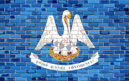 Flag of Louisiana on a brick wall - Illustration,  The flag of the state of Louisiana on brick background,  Louisiana flag in brick styleのイラスト素材