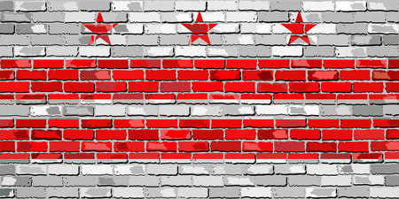 Flag of Washington, D.C. on a brick wall - Illustration,  The flag of the state of Washington, D.C. on brick textured background,  Washington, D.C. Flag in brick styleのイラスト素材