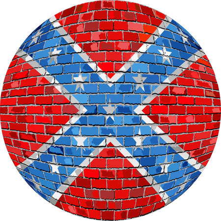 Ball with Confederate flag - Illustration,  Confederate flag sphere in brick style,   Abstract Grunge brick flag of Confederate in circleのイラスト素材