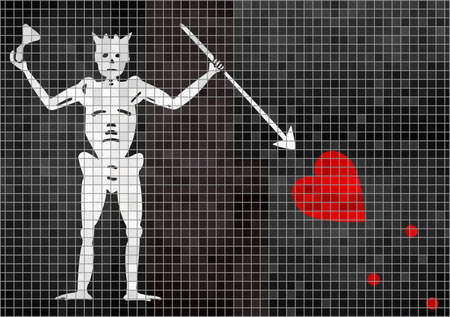 Pirate flag - Illustration,  Blackbeard pirate mosaic textured background,  Grunge mosaic Buccaneer...