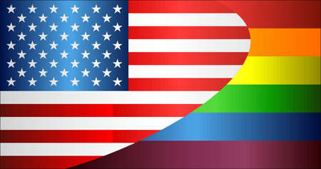 Grunge USA and Gay flags - Illustration, Abstract grunge USA Flag and LGBT flagのイラスト素材