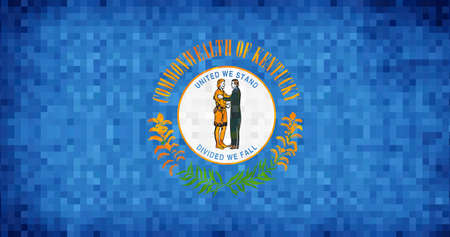 Abstract grunge mosaic flag of Kentucky - illustration,  The flag of the state of Kentuckyのイラスト素材