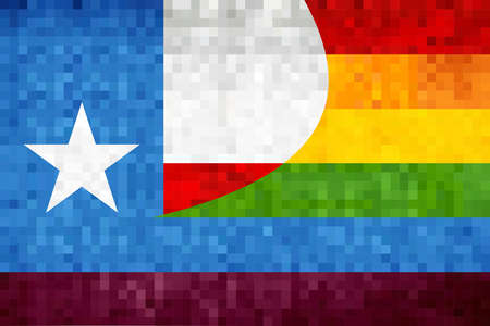 Mosaic Texas and Gay flags - Illustration, Abstract grunge Texas Flag and LGBT flagのイラスト素材