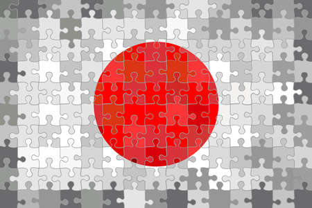 Japan flag made of puzzle background - Illustrationのイラスト素材