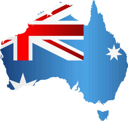 Australia map with flag inside - Illustration,  Abstract map of Australiaのイラスト素材