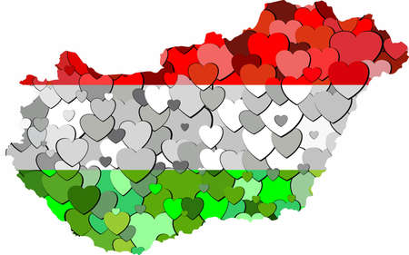 Hungary map made of hearts background - Illustrationのイラスト素材