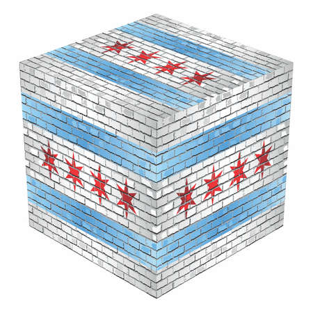 Chicago Cube in made of bricks - Illustrationのイラスト素材