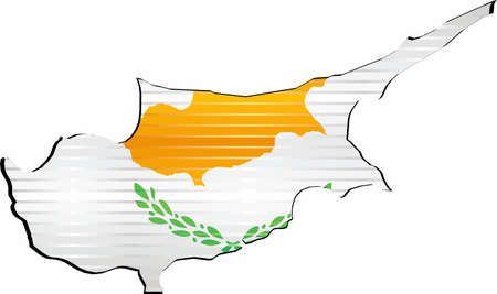 Shiny Grunge map of the Cyprus - Illustration,  Three Dimensional Map of Cyprusのイラスト素材