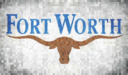 Grunge mosaic flag of the City of Fort Worth - Illustration,  Abstract mosaic vectorのイラスト素材