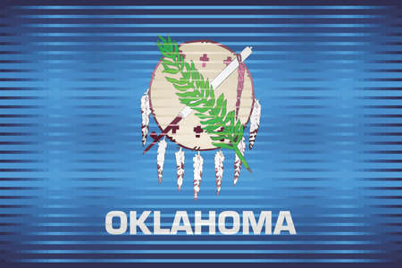 Shiny Grunge flag of the Oklahoma - Illustration,  Three dimensional flag of Oklahomaのイラスト素材