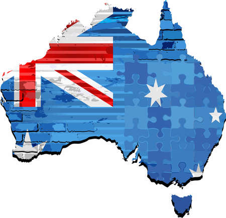 Grunge Abstract map of the Australia - Illustration, 
Three Dimensional Map of Australiaのイラスト素材