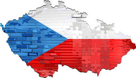 Grunge Abstract map of the Czech Republic - Illustration, 
Three Dimensional Map of the Czech Republicのイラスト素材