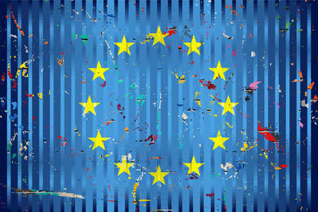 European Union flag with color stains - Illustration, 
Three dimensional flag of European Union