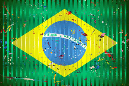 Brazil flag with color stains - Illustration, 
Three dimensional flag of Brazilのイラスト素材
