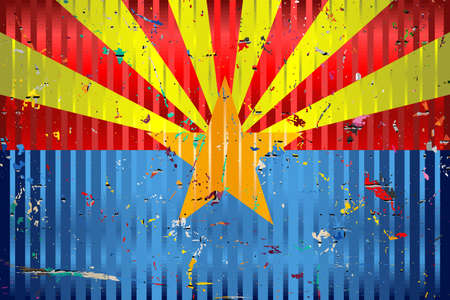 Arizona flag with color stains - Illustration, 
Three dimensional flag of Arizonaのイラスト素材