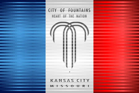 Shiny Grunge flag of the Kansas City - Illustration, 
Three dimensional flag of Kansas Cityのイラスト素材