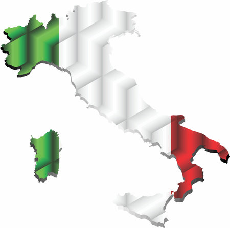 Italy Map from many cubes - Illustration, 
Three dimensional flag of Italyのイラスト素材