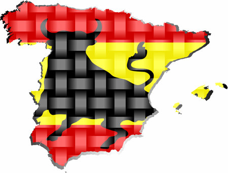 Spain Map - Illustration, 
Three dimensional Map of Spainのイラスト素材