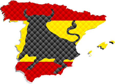 Mosaic Map of the Spain - Illustration, 
Three Dimensional Map of Spainのイラスト素材