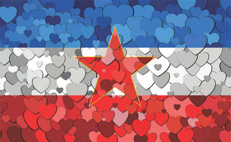 Yugoslavia flag made of hearts background - Illustration, 
Abstract mosaic flag of Yugoslaviaのイラスト素材
