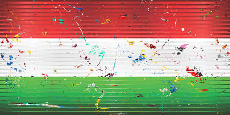 Hungary flag with color stains - Illustration, 
Three dimensional flag of Hungaryのイラスト素材