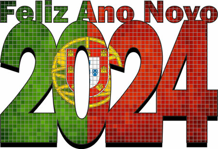 Happy New Year 2024 with Portugal flag inside - Illustration,
2024 HAPPY NEW YEAR NUMERALSのイラスト素材